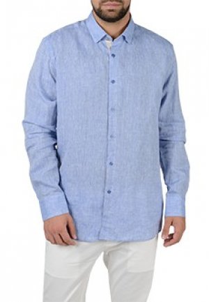 Льняная рубашка STEFANO BELLINI. Цвет: синий