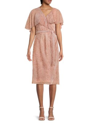 Платье миди с леопардовым принтом и флокированием , розовый Mikael Aghal