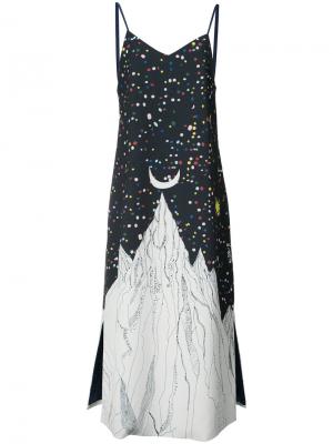 Платье-комбинация с изображением гор Reemami. Цвет: чёрный