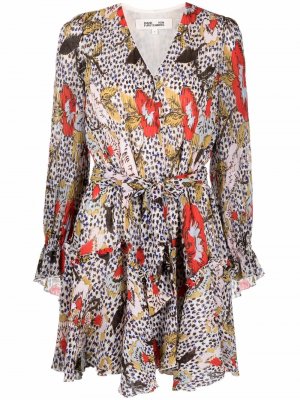 Платье Kacie с леопардовым принтом DVF Diane von Furstenberg. Цвет: коричневый