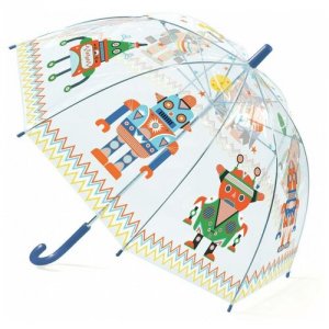 Детский зонт Djeco Роботы, длина 68 см, диаметр 70 см (DD04806). Цвет: бесцветный/красный/синий/зеленый