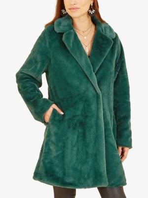 Пальто из искусственного меха, зеленое Yumi