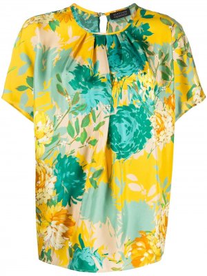 Блузка с короткими рукавами и цветочным принтом Gianluca Capannolo. Цвет: желтый