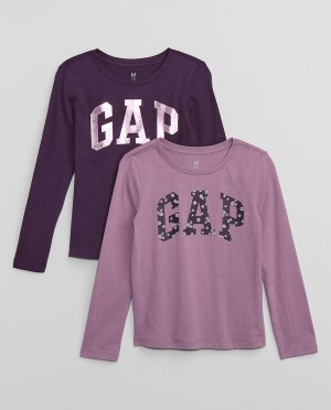 Комплект из двух футболок с длинными рукавами для девочек Gap, фиолетовый GAP