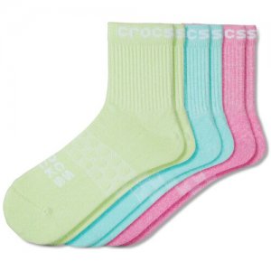 Носки 2022 Adult Quarter Twisted Yarn 3-Pack White/Multi (US:L) Crocs. Цвет: зеленый/розовый/голубой