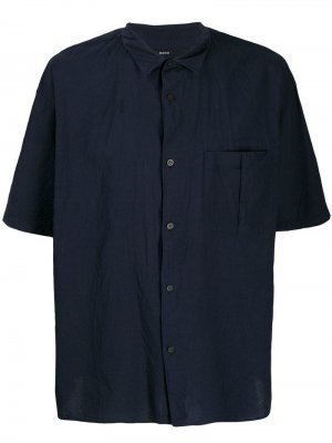 Однотонная рубашка с короткими рукавами 08Sircus. Цвет: синий