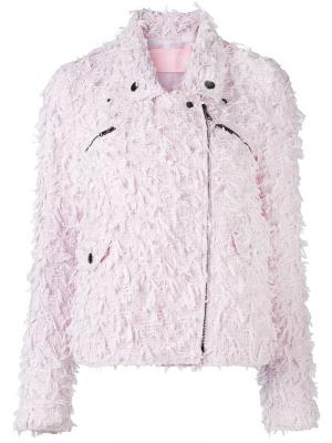 Твидовая байкерская куртка Giamba. Цвет: розовый и фиолетовый