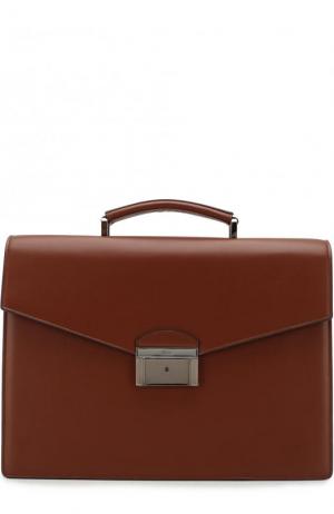 Кожаный портфель с клапаном Brioni. Цвет: коричневый
