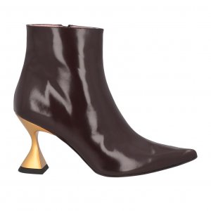 Ботильоны Zinda Polished Leather Narrow Toeline Spool Heel, темно-коричневый