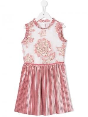 Плиссированное платье в стиле барокко David Charles Kids. Цвет: розовый
