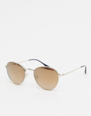 Круглые солнцезащитные очки в золотистой оправе -Золотой Esprit