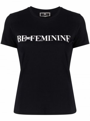 Be Feminine-print cotton T-shirt Elisabetta Franchi. Цвет: черный