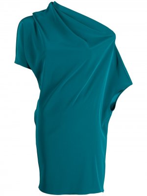 Блузка асимметричного кроя с драпировкой Gianluca Capannolo. Цвет: синий