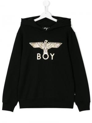 Толстовка с капюшоном и логотипом Boy London Kids. Цвет: черный