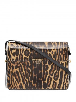 Большая сумка на плечо Grace с леопардовым принтом Burberry. Цвет: коричневый