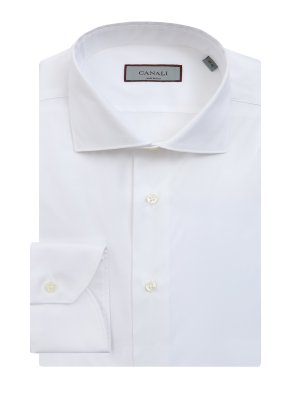 Классическая рубашка из премиального эластичного хлопка CANALI. Цвет: белый
