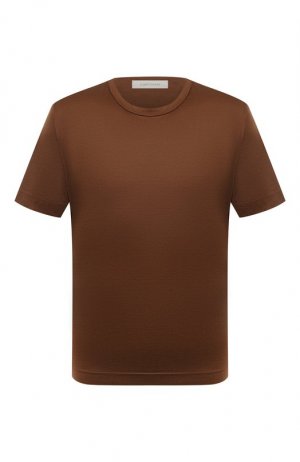 Хлопковая футболка Cortigiani. Цвет: коричневый