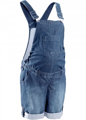 Мода для беременных: джинсовый полукомбинезон bonprix. Цвет: синий