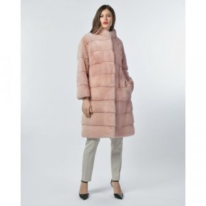 Пальто , норка, оверсайз, карманы, размер 36, розовый Manakas Frankfurt. Цвет: розовый