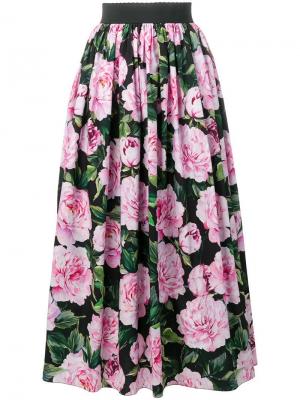 Юбка макси из тюля с цветочным принтом Dolce & Gabbana