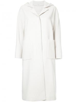 Пальто на молнии с капюшоном Estnation. Цвет: белый