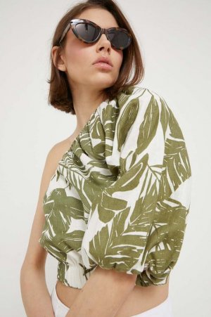 Льняная блузка , зеленый Abercrombie & Fitch