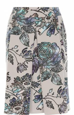 Мини-юбка со складками и цветочным принтом Armani Collezioni. Цвет: серый