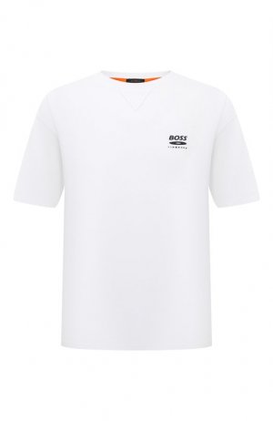 Хлопковая футболка BOSS Orange. Цвет: белый
