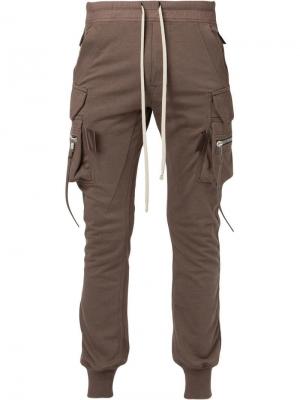Спортивные брюки с карманами-карго Rick Owens. Цвет: коричневый