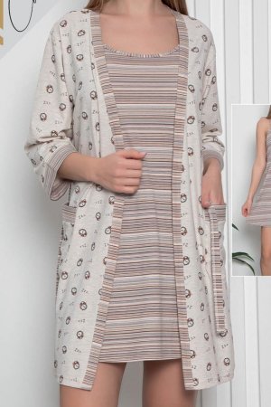 Женская туника, ночная рубашка, халат с веревочным ремнем, двойной комплект NICOLETTA