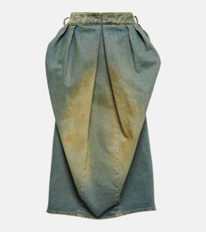 Плиссированная джинсовая юбка миди, синий Maison Margiela