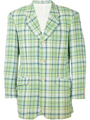 Пиджак в клетку Kenzo Vintage. Цвет: зелёный