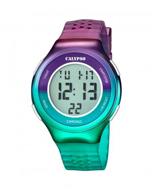 K5841/2 Часы Color Splash Фиолетовые резиновые , фиолетовый Calypso