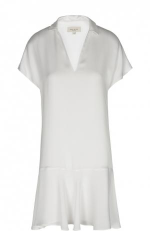 Мини-платье с глубоким V-образным вырезом и асимметричной юбкой Paul&Joe. Цвет: белый