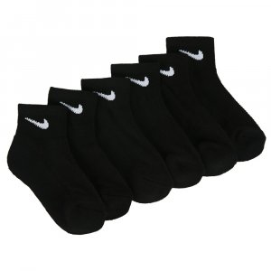 Набор из 6 детских молодежных носков размера X с мягкой подкладкой до щиколотки , черный Nike