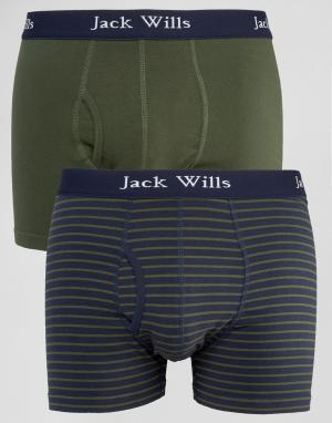 2 боксеров-брифов (зеленые/темно‑синие) Jack Wills. Цвет: мульти