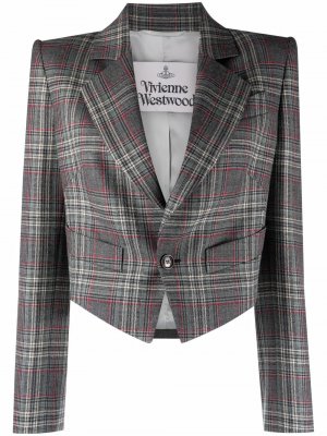 Tartan check-print cropped blazer Vivienne Westwood. Цвет: серый