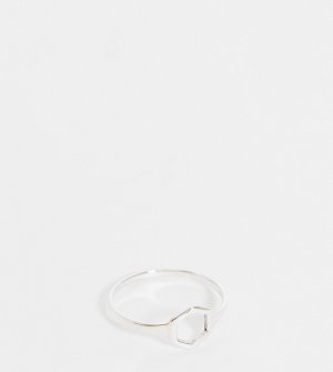 Серебряное массивное кольцо с дизайном в форме шестиугольника -Серебристый Kingsley Ryan Curve