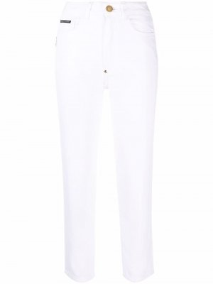 Укороченные джинсы бойфренды Philipp Plein. Цвет: белый