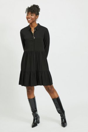 Короткое платье-рубашка Vila, черный VILA