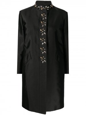 Шелковое пальто 2010-го года с декором из камней Louis Vuitton. Цвет: черный