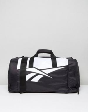 Черно-белая классическая дорожная сумка Reebok. Цвет: черный