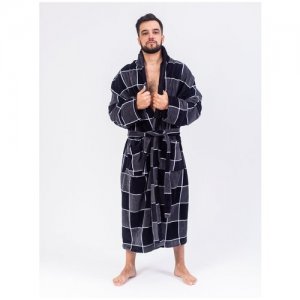 Халат мужской банный VAKKAS-TEKSTILE,халат домашний Вакас-текстиль ,махровый ,мужской Ваккас -текстиль. Цвет: черный/серый