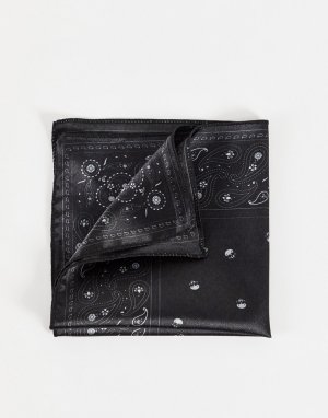 Платок для нагрудного кармана с принтом пейсли и черепами -Черный цвет Bolongaro Trevor