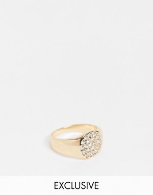 Эксклюзивное кольцо с камнями -Золотистый DesignB London Curve
