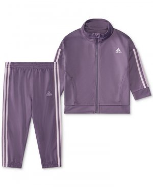 Трикотажная куртка и брюки Essential для маленьких девочек, комплект из 2 предметов adidas, фиолетовый Adidas