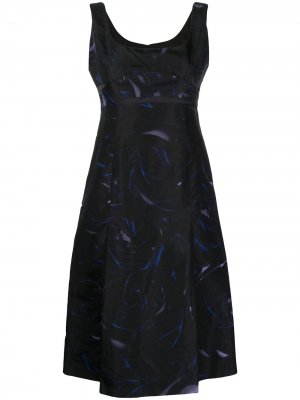 Шелковое платье миди pre-owned с абстрактным принтом Céline. Цвет: черный