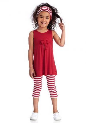 Kidoki, платье, леггинсы и лента для волос (комплект из 3 предметов), девочек CFL. Цвет: красный