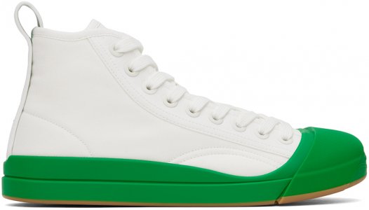 Бело-зеленые кроссовки Vulcan Bottega Veneta