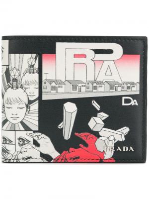 Бумажник с принтом Comic Prada. Цвет: черный